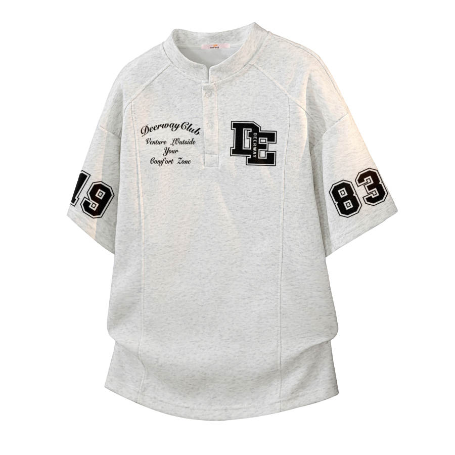 DEERWAY T Shirts Unisex Henry Collar Moderate Straight Fit