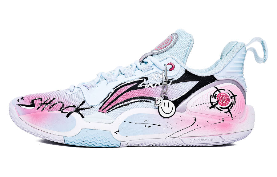 Li-Ning Li Ning Speed 9 Cushioning Abrasion Resistant Slip Resistant Low top Basketball Shoes Men's Pink Blue