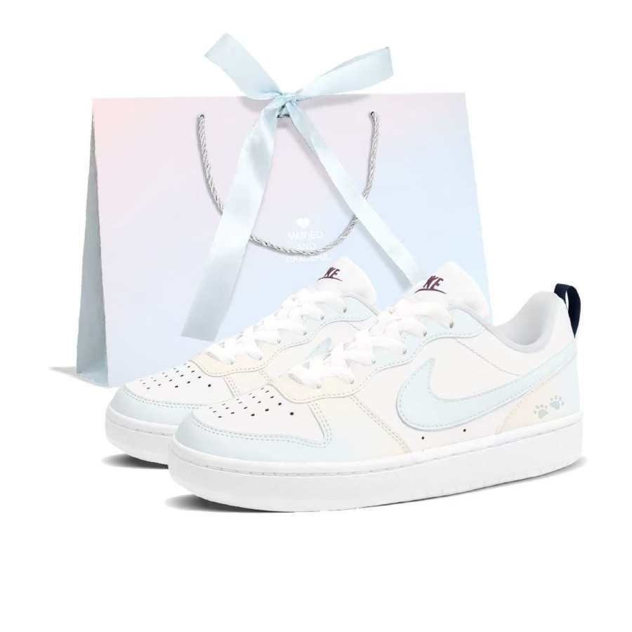 Nike Nike Court Borough Butter Maris Sal Leather Abrasion Resistant Low top Skateboard Shoes Women's White Yellow Blue