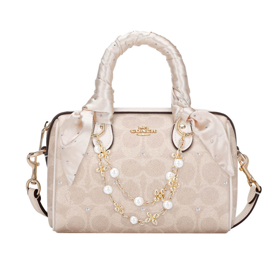 COACH Rowan Artificial Leather Handbag Small Women's Vanilla White