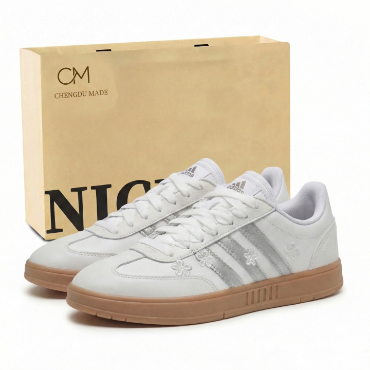 Adidas Adidas Gradas White Tea Dream Slip Resistant Low top Skateboard Shoes Unisex Light Gray
