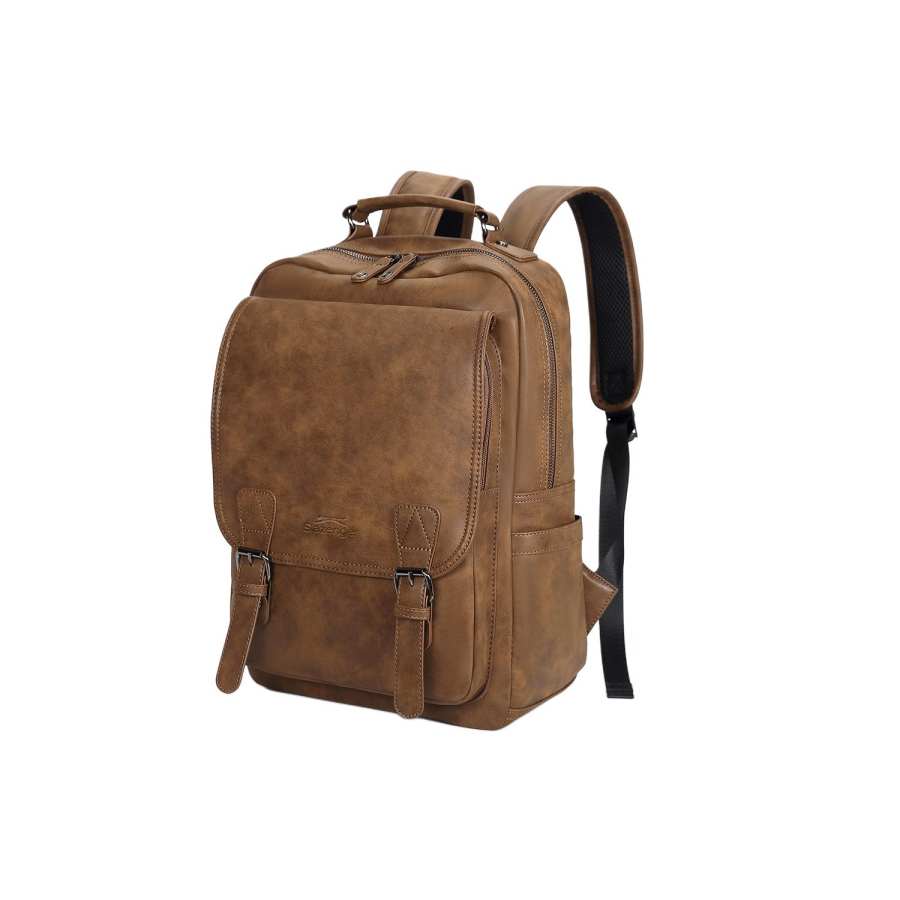 Slazenger PVC Soft Leather Laptop Bag Backpack Men's Black/Brown/Diamond Pattern Black/Gray