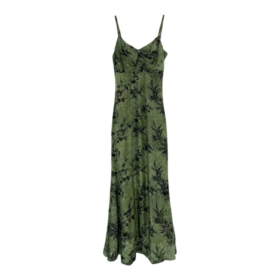 JBBCN Slip Dresses Women's Green Halter Thin Long