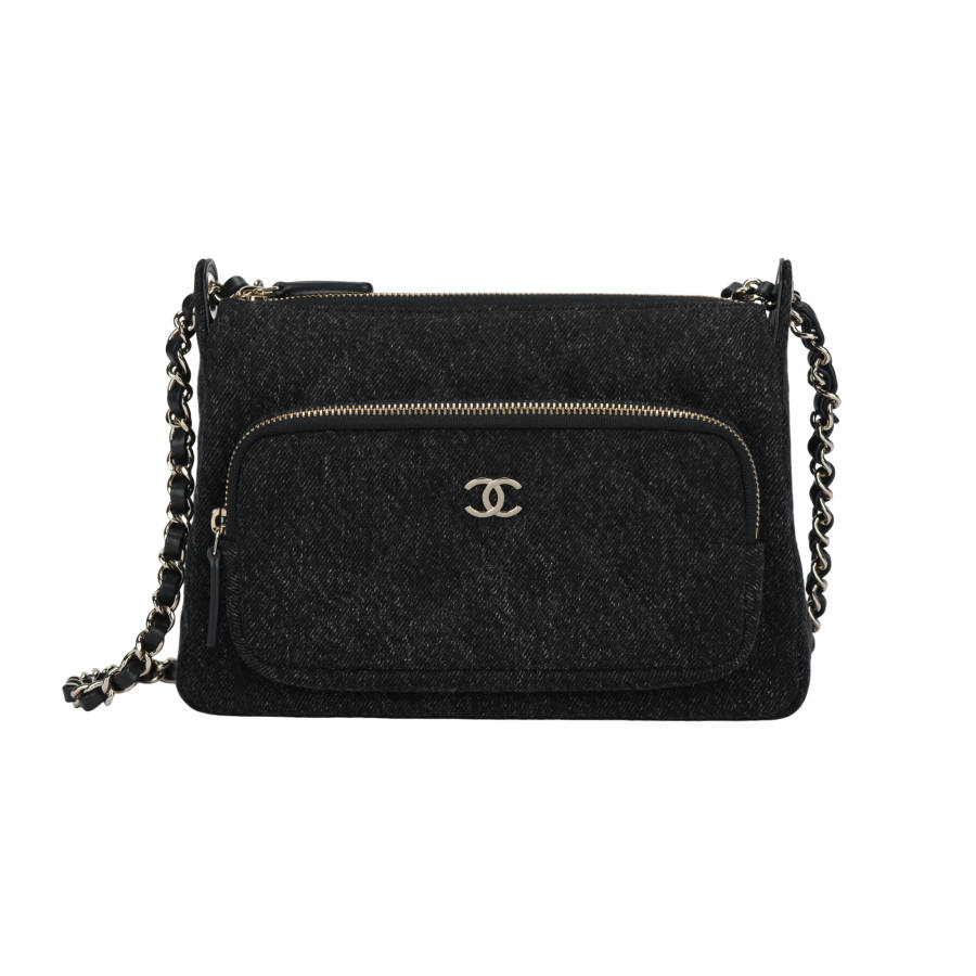 CHANEL Leather Is Worn On A Chain Crossbody Bag, Shoulder Bag Women's Black