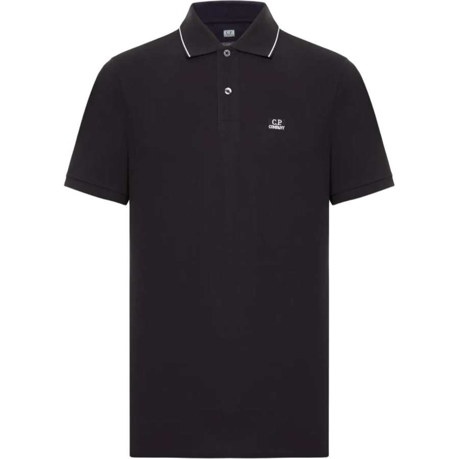 C.P.Company Stretch Piquet Short Sleeve Striped Collar Polo Shirt