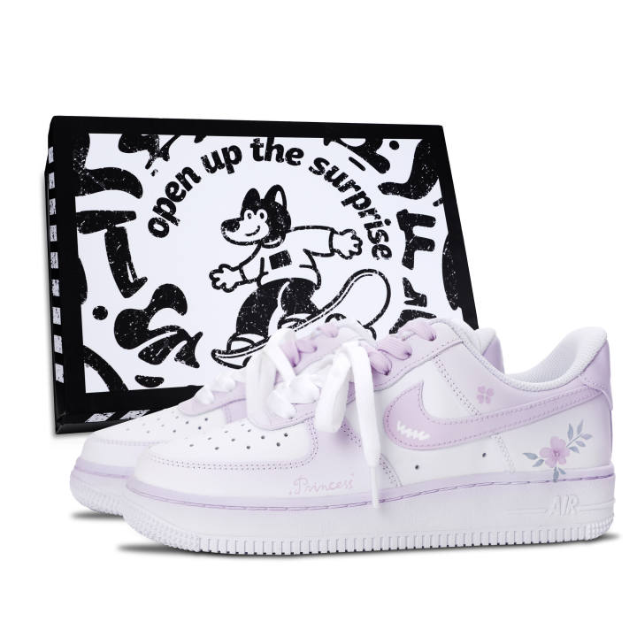Nike Nike Air Force 1 Air Force 1, Violet Leather Abrasion Resistant Slip Resistant Low top Skateboard Shoes Unisex Purple