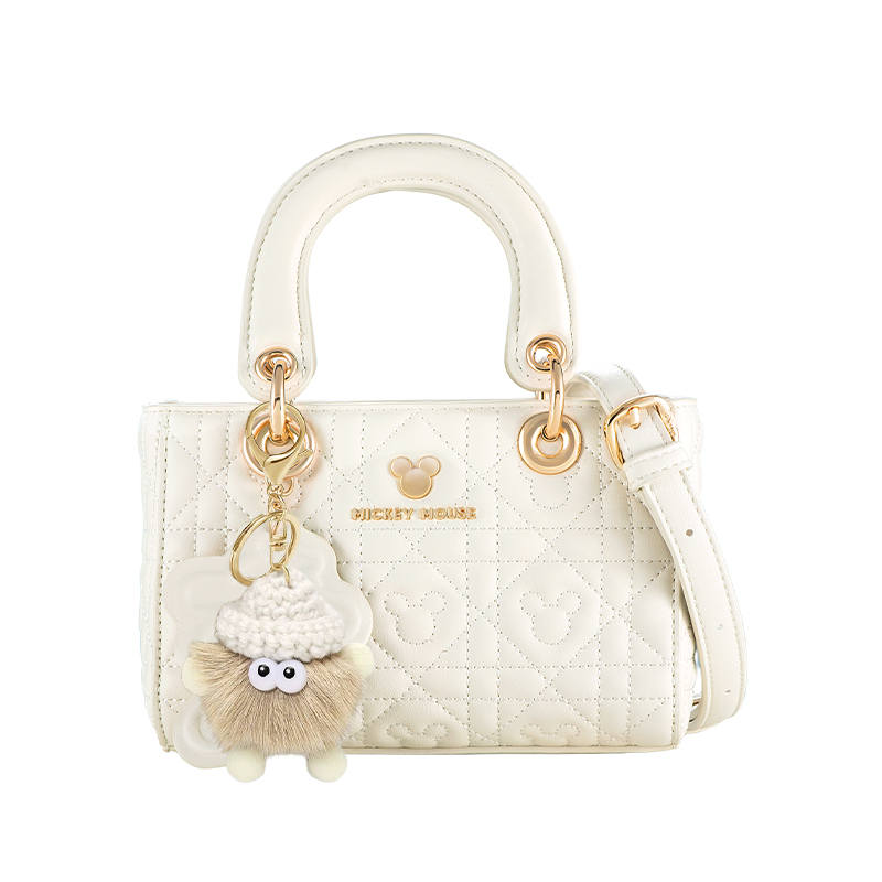 Disney Mickey Mouse PU, Textile Mixture Handbag Regular Women's Cream White
