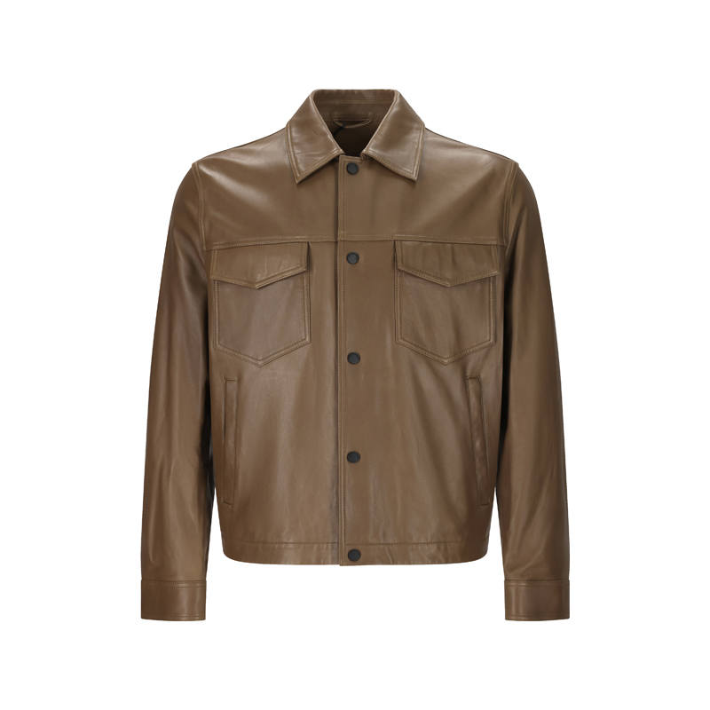 EMPORIO ARMANI Leather Jacket Men's Coffee