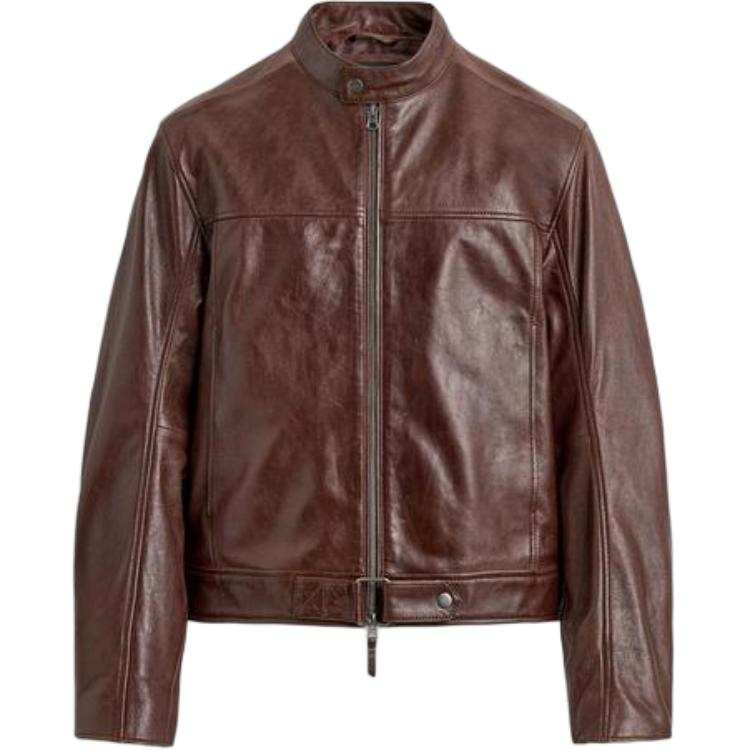 ZARA Leather Jackets Unisex Leather Color Stand Collar Moderate