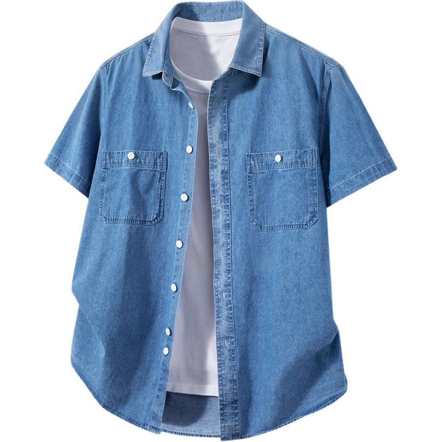 Hodo Shirts Men's Lapel Moderate Denim
