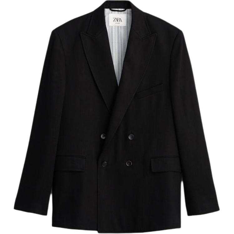 ZARA Business Suits Men's Black Moderate Business Suit