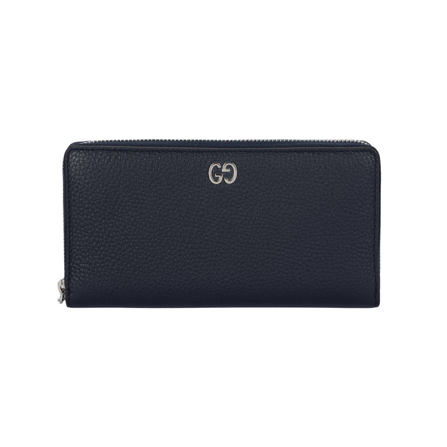 GUCCI Leather Wallet Unisex Marine Blue