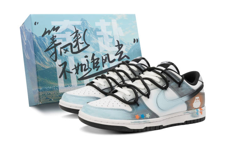 Nike Nike Dunk Low top Skateboard Shoes Unisex White Blue Gray