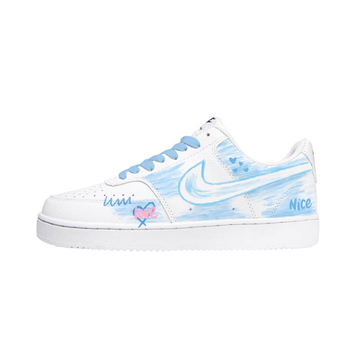 Nike Nike Court Vision 1 Abrasion Resistant Slip Resistant Low top Skateboard Shoes Men's Blue White