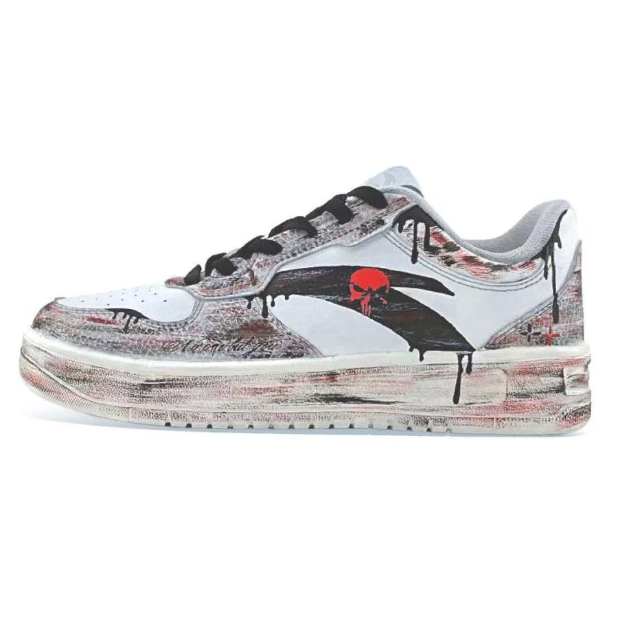 Anta Blood Raven Skeleton Cushioning Slip Resistant Low top Skateboard Shoes Men's Black Gray