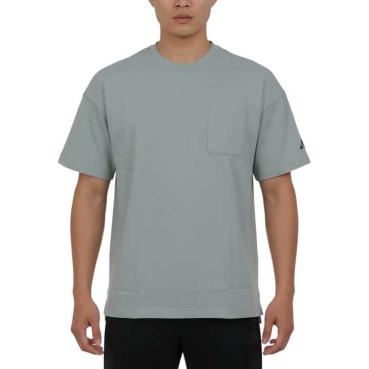 Adidas Adidas T Shirts Men's Light Gray Green Crew Neck Moderate