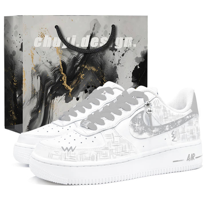 Nike Nike Air Force 1 Shopping Bag, Gray White Note, First Culture CH Abrasion Resistant Slip Resistant Low top
