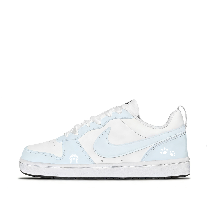 Nike Nike Court Borough Light Blue Secrets Synthetic Leather Abrasion Resistant Low top Kids' Skateboarding Shoes Aqua Blue