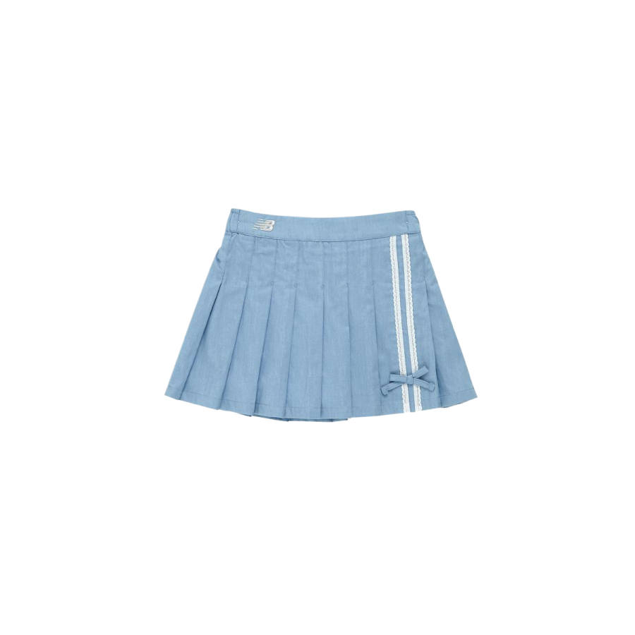 New Balance New Balance NBgC Solid Color Letter Brand Logo Stripes Moderate Skirt Summer Kids'