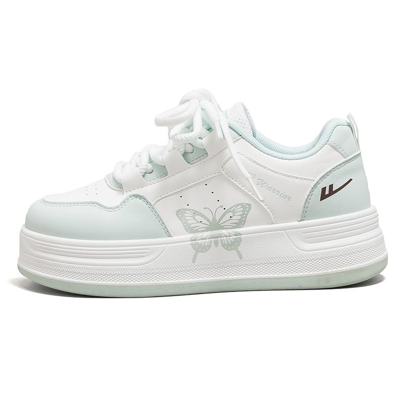 Warrior Abrasion Resistant Lightweight Height Increasing Low top Skateboard Shoes Women's White Light Cyan