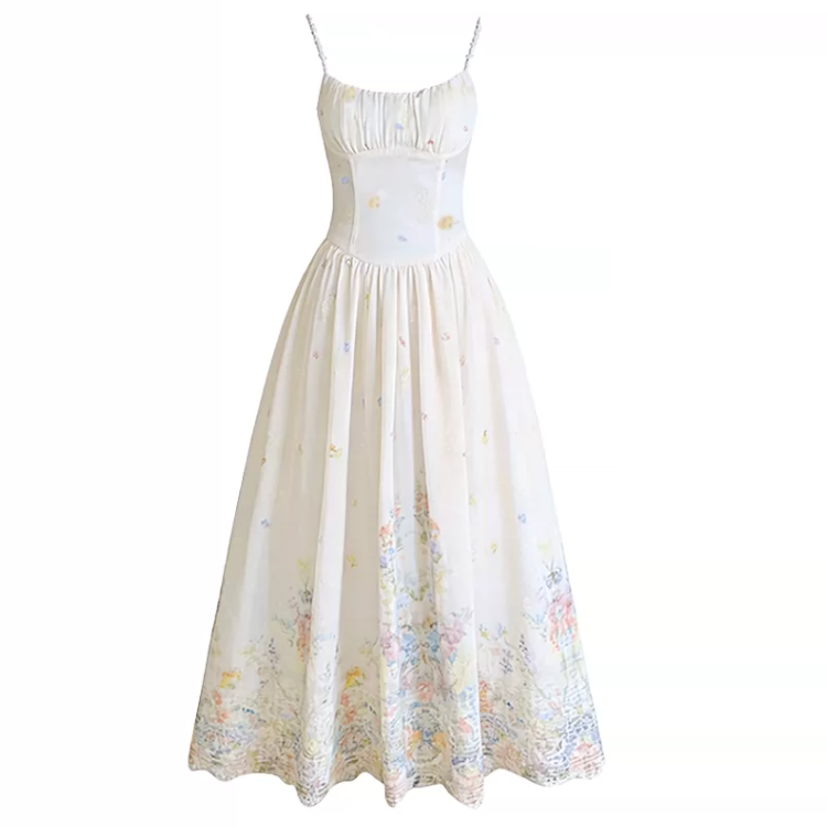 Sugarfunk Slip Dresses Women's Dress Square Collar Thin Long