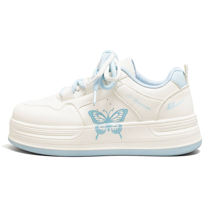 Warrior Abrasion Resistant Lightweight Height Increasing Low top Skateboard Shoes Women's Beige Blue