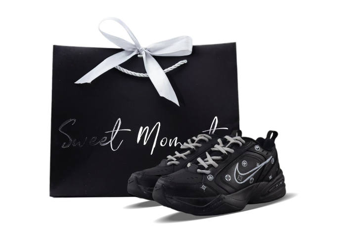Nike Nike Air Monarch 4 Slip Resistant Abrasion Resistant Low top Chunky Sneakers Unisex Black White