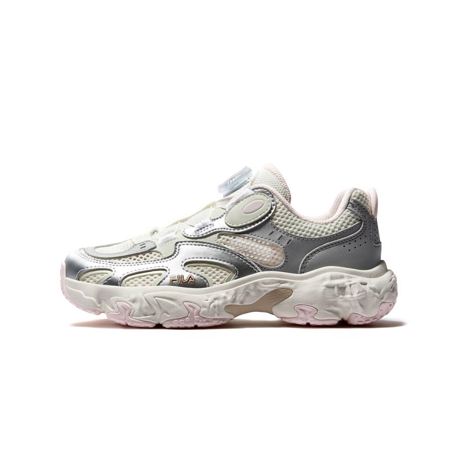 FILA KIDS Heritage FHT Synthetic Leather, Textile Running Shoes Snow/Space Silver Kids'