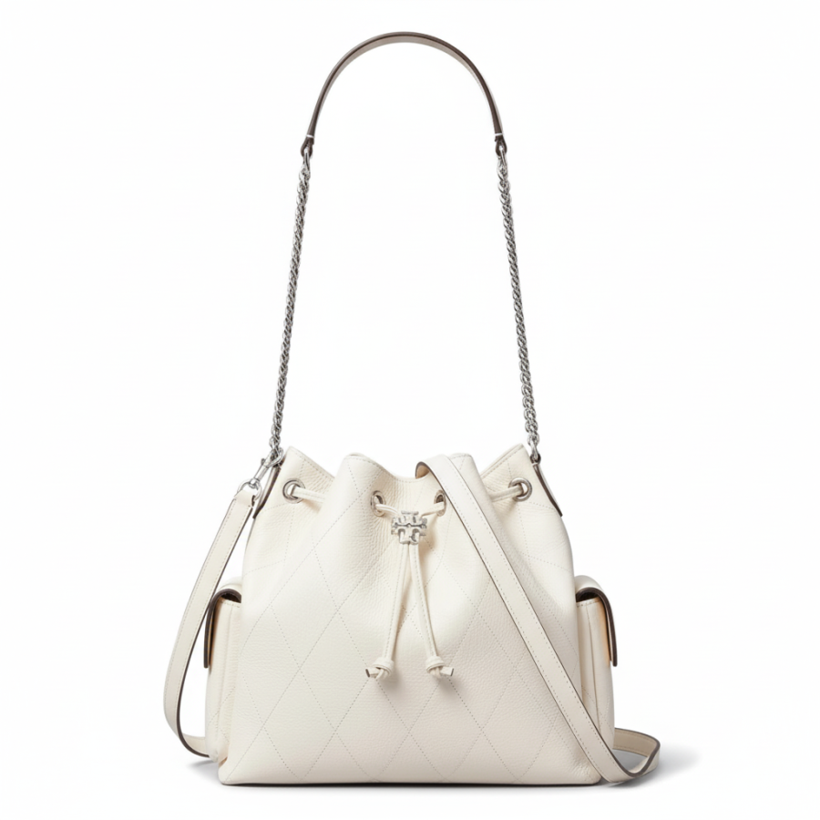 TORY BURCH Cow Leather Shoulder Bag Women's Light Cream