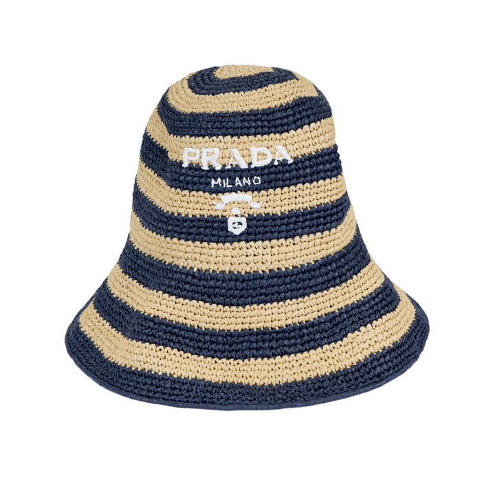 PRADA PRADA Raffia Fiber Bucket Hats Women's Blue