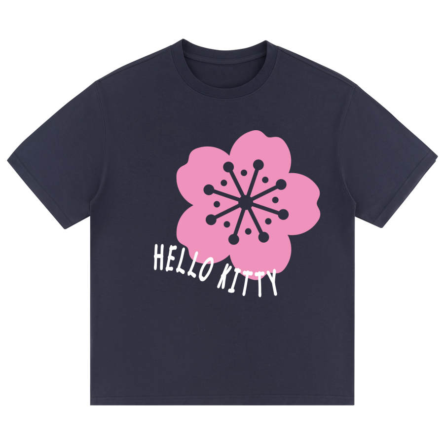Sanrio x Hello Kitty Hello Kitty Summer Drop Shoulder Sleeve T Shirt Women's White Gray