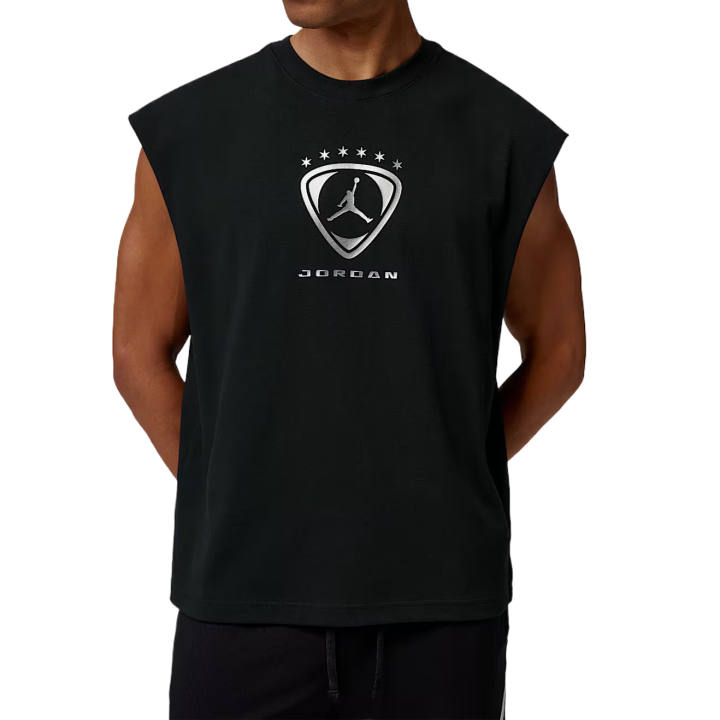 Jordan Jordan Brooklyn Tank Tops Men's Black/Metal Silver Crew Neck Moderate Straight Fit