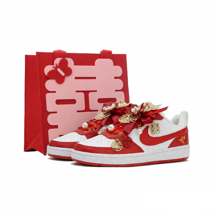 Nike Nike Court Borough Phoenix Love Slip Resistant Cushioning Abrasion Resistant Low top Skateboard Shoes Unisex White Red