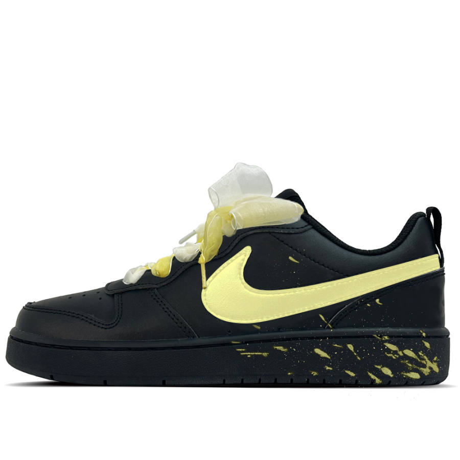 Nike Nike Court Borough Star Yellow Disc Leather Low top Kids' Skateboarding Shoes Black Teenagers