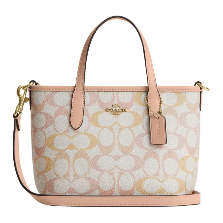 COACH City Artificial Leather, Cow Split Leather Tote Bag, Shopping Bag, One Shoulder Handbag Mini Women's Pink