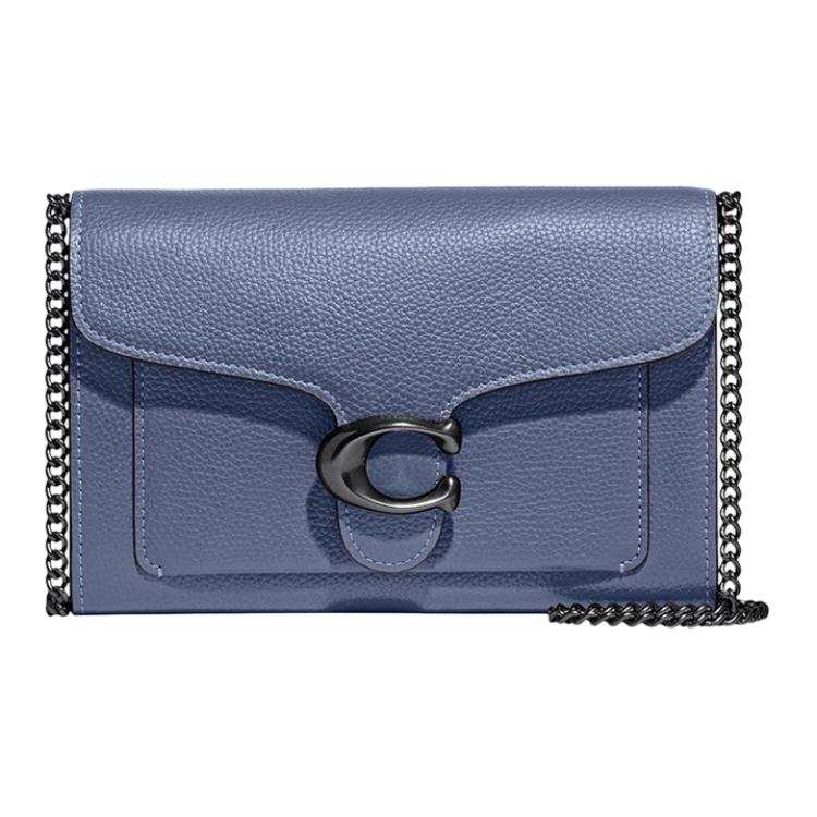 COACH Tabby Leather Clutch, Shoulder Bag, Crossbody Bag Small Women's Denim Blue