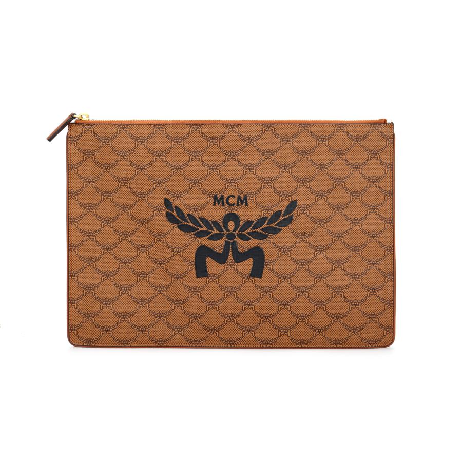 MCM MCM Canvas With Leather Clutch Extra Large Men's Cognac