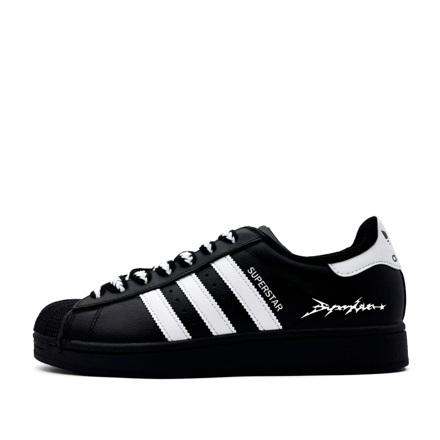 Adidas Originals Superstar 2 White With Graffiti Leather Low top Kids' Skateboarding Shoes Black White Teenagers