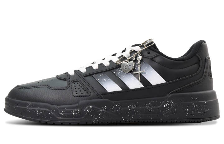 Adidas Adidas LITE BALLER Synthetic Leather Slip Resistant Abrasion Resistant Low top Skateboard Shoes Unisex Black White
