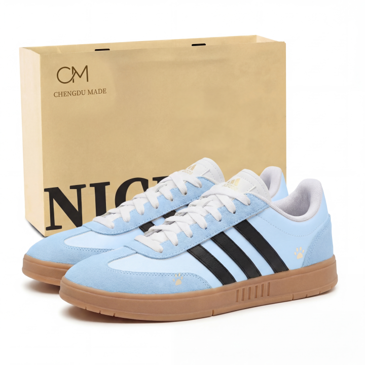Adidas Adidas GRADAS Cute Blue Meowth Slip Resistant Low top Skateboard Shoes Unisex Light Blue