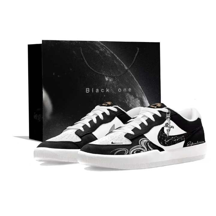 Nike Nike SB Force 58 Night Star Steps Suede Abrasion Resistant Slip Resistant Low top Skateboard Shoes Men's Black White