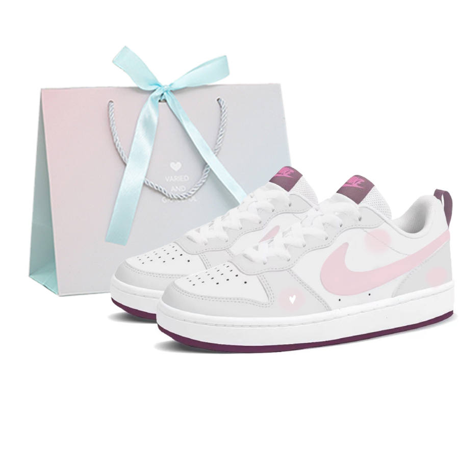 Nike Nike Court Borough 2 Leather Abrasion Resistant Slip Resistant Low top Skateboard Shoes Women's Pink