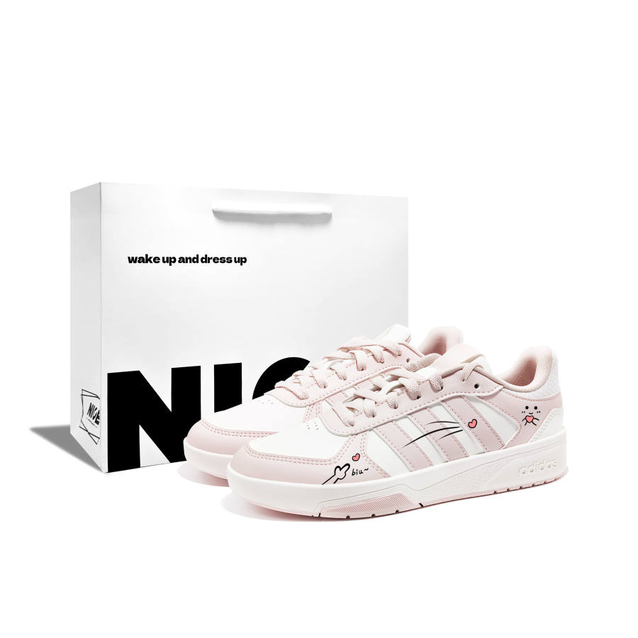 Adidas Adidas COURTBEAT Simple Love R Synthetic Leather, Leather Low top Skateboard Shoes Unisex Pink