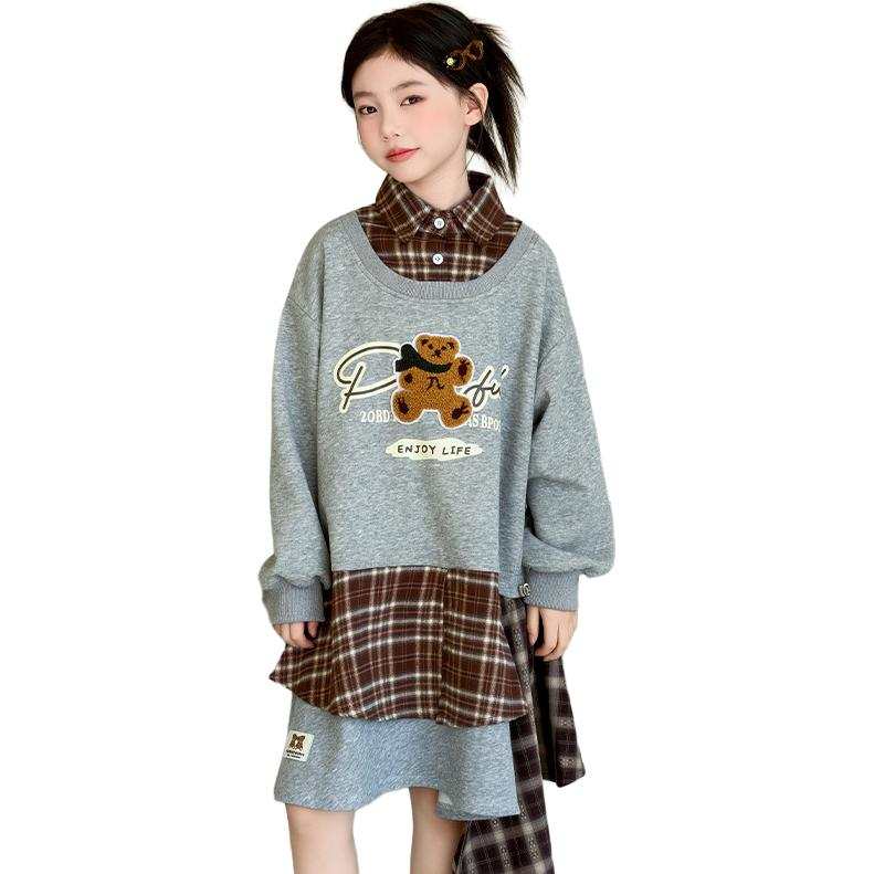 PLANDOO PLANDOO Kids Dresses Lapel Moderate Short
