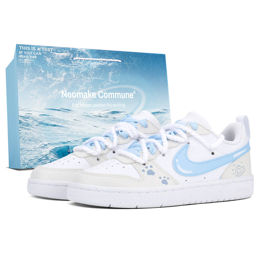 Nike Nike Court Borough Fish With You Abrasion Resistant Slip Resistant Low top Skateboard Shoes Women's Blue White