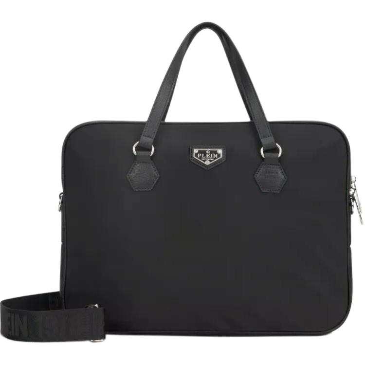 PHILIPP PLEIN Fabric With Cow Leather Laptop Bag Men's Black