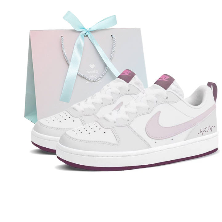 Nike Nike Court Borough 2 Leather Abrasion Resistant Slip Resistant Low top Skateboard Shoes Women's Pink