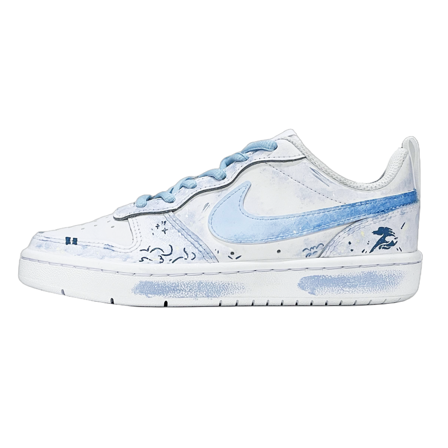 Nike Nike Court Borough Oil Paintings Blue Leather Abrasion Resistant Lightweight Cushioning Low top Skateboard Shoes
