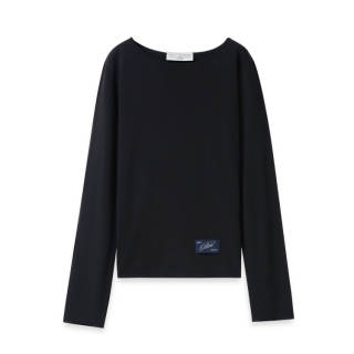 PANE Knitwear Women's Black Boat Neck Thin