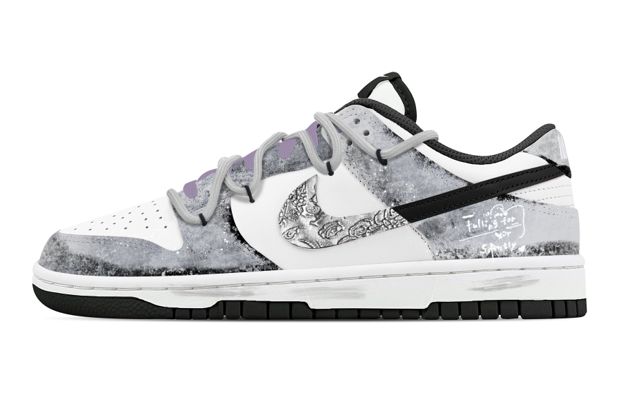 Nike Nike Dunk Stealthy Fall Synthetic Leather Abrasion Resistant Slip Resistant Low top Skateboard Shoes Unisex Gray White